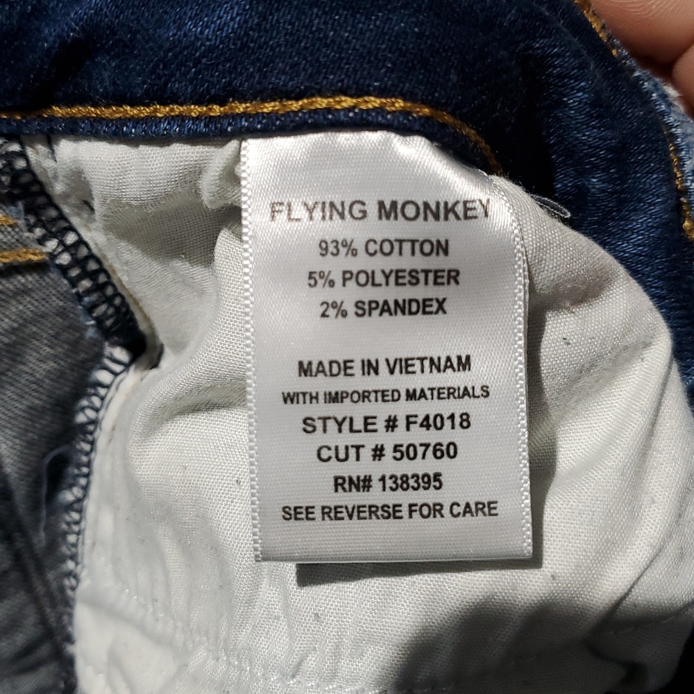 Flying Monkey Blue Denim Jeans Size 27 Stretch Frayed Hem - Picture 7 of 8